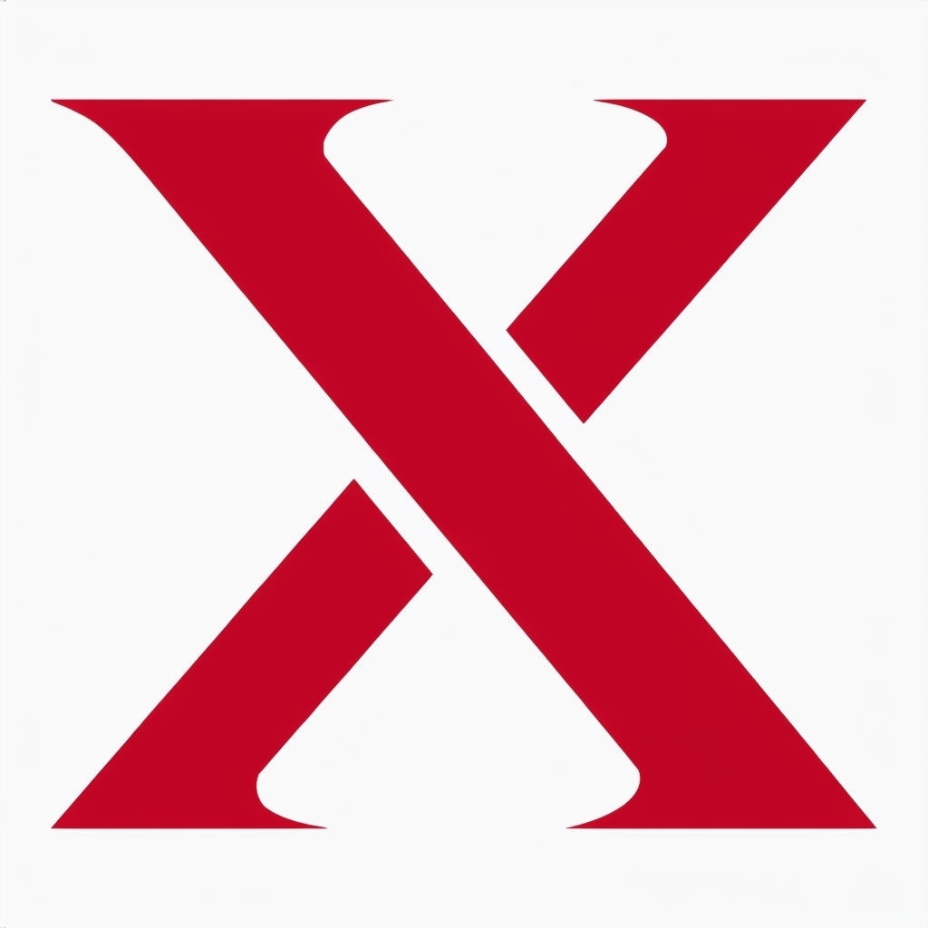 Bold Crimson Red Modern X Logo Design Monogram