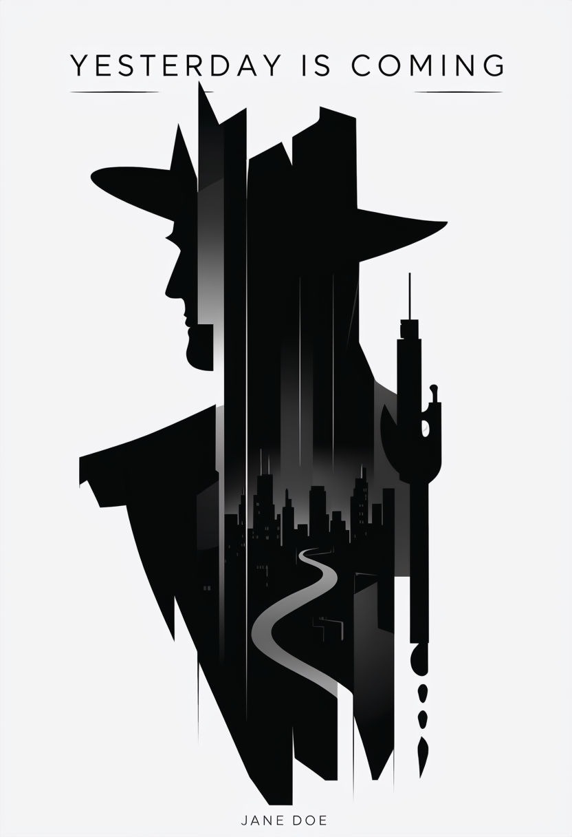 Mysterious Minimalist Noir Illustration for Yesterday is Coming EBook Cover