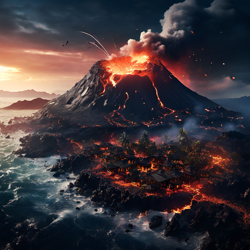 a cute cartoon volcano with magma bubbling in the huge open ️ Explore o ...