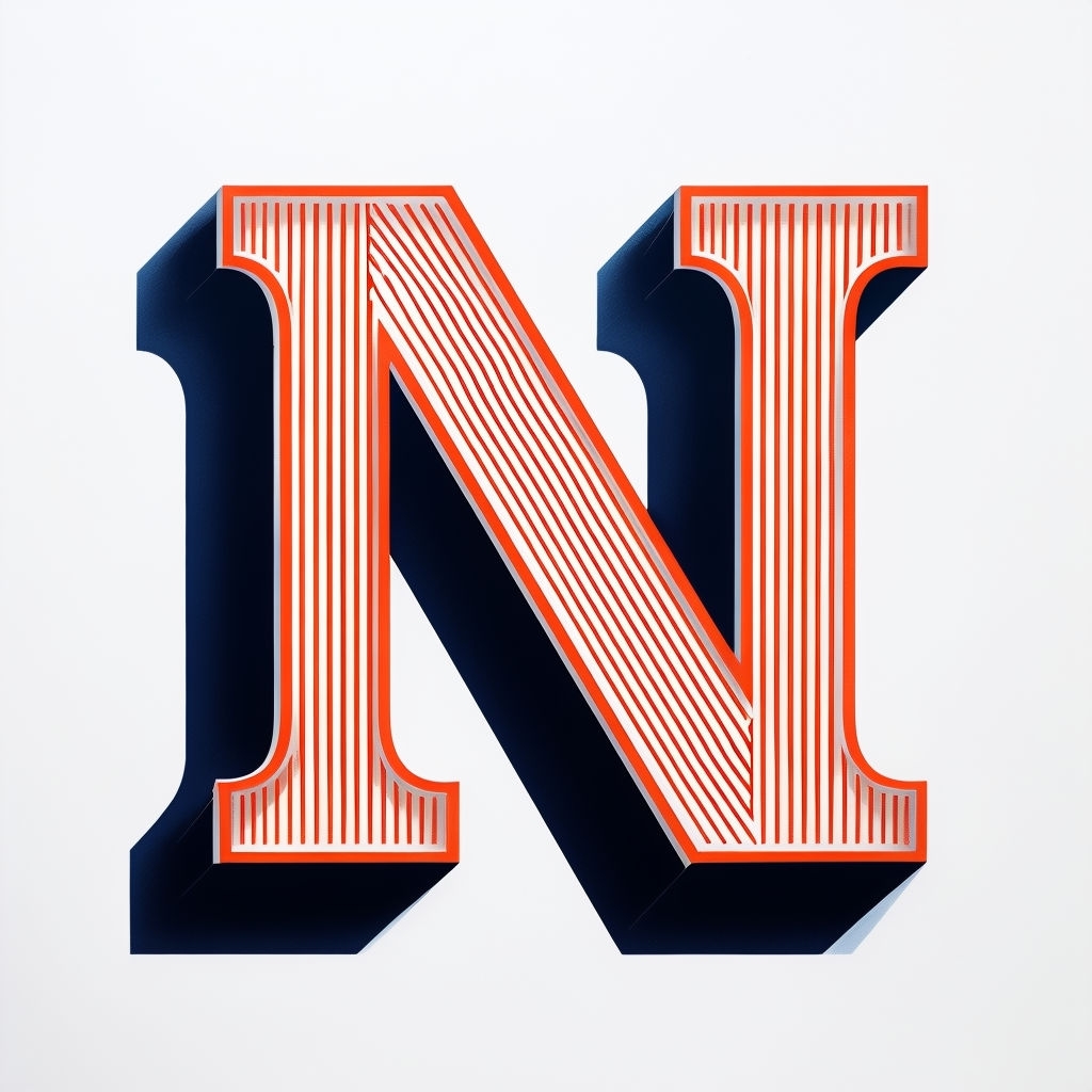 Vibrant 'N' Graphic Design with Stripes and Shadow Mug