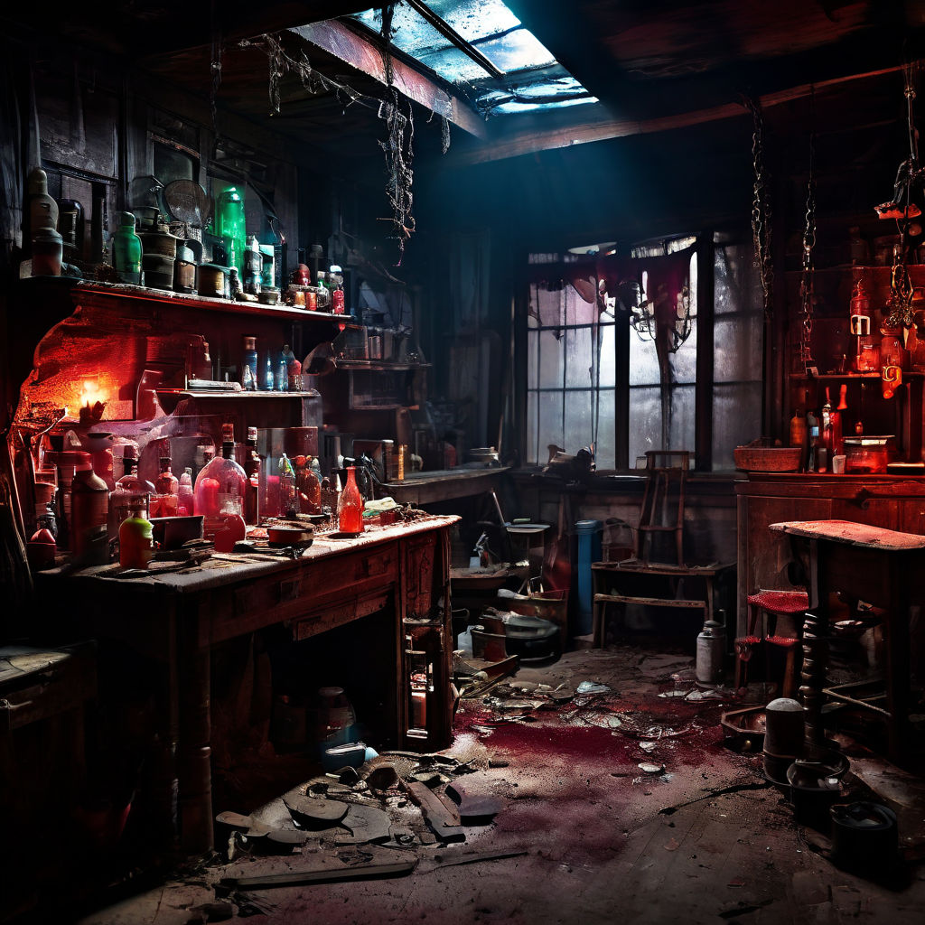 Dnd-style crime scene inside a semi-run-down house by Gabriel Niculae ...