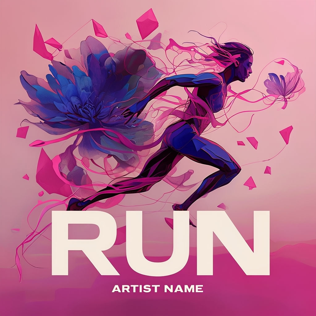 Dynamic Abstract Runner with Floral Elements Spotify Album Cover