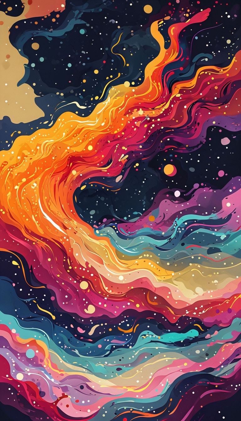 Vibrant Abstract Cosmic Waves Art for Phone Case Cover