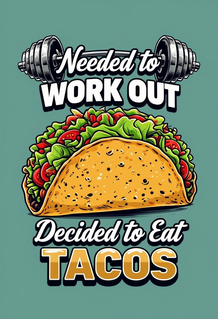 Humorous Taco Fitness Workout Illustration Poster