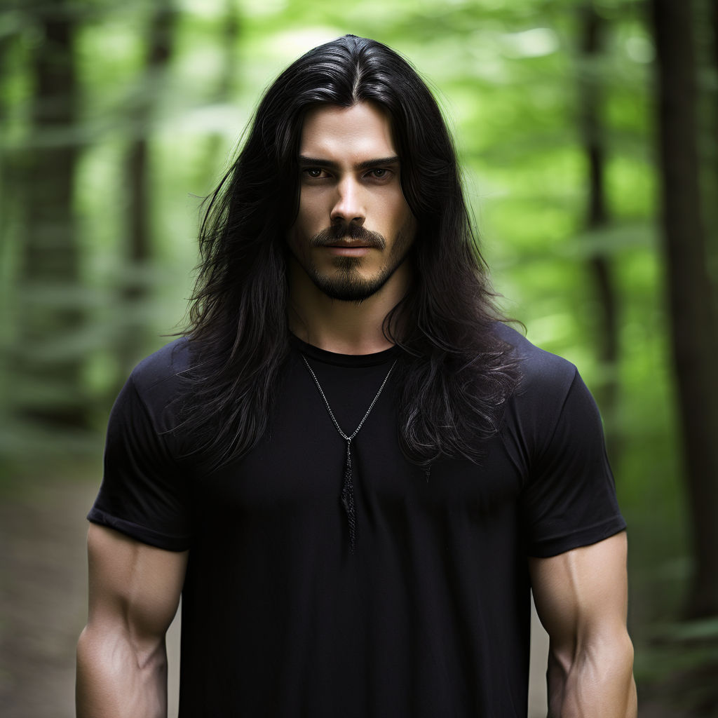 man with long black hair