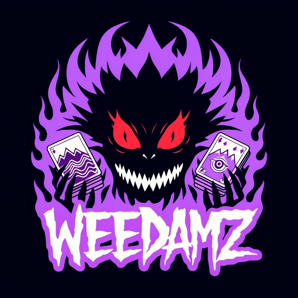 Sinister Monstrous Character Illustration with WEEDAMZ Text T-Shirt
