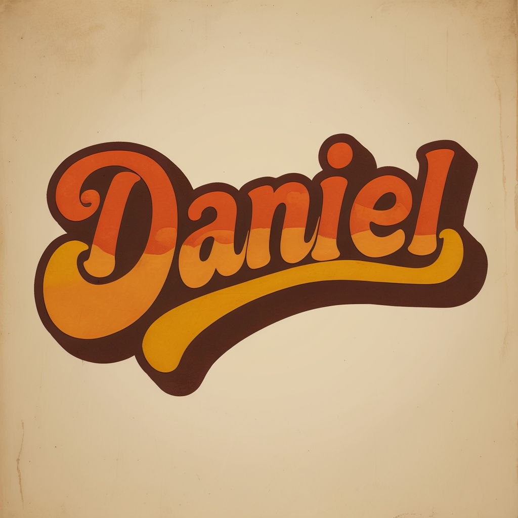 Retro 70s Inspired Groovy Name Art for Daniel Monogram