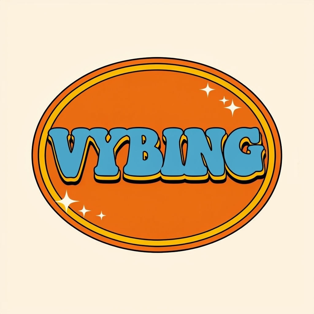 VYBING Retro Typography with 3D Effect Logo
