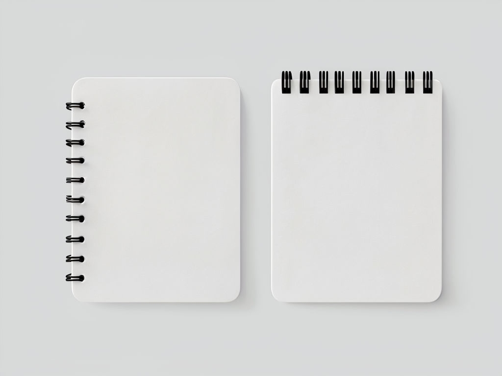 Minimalist Spiral Notebooks Mockup on Light Gray Background