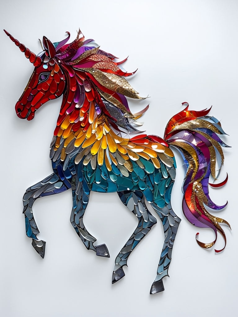 Colorful Mosaic Unicorn Artwork T-Shirt