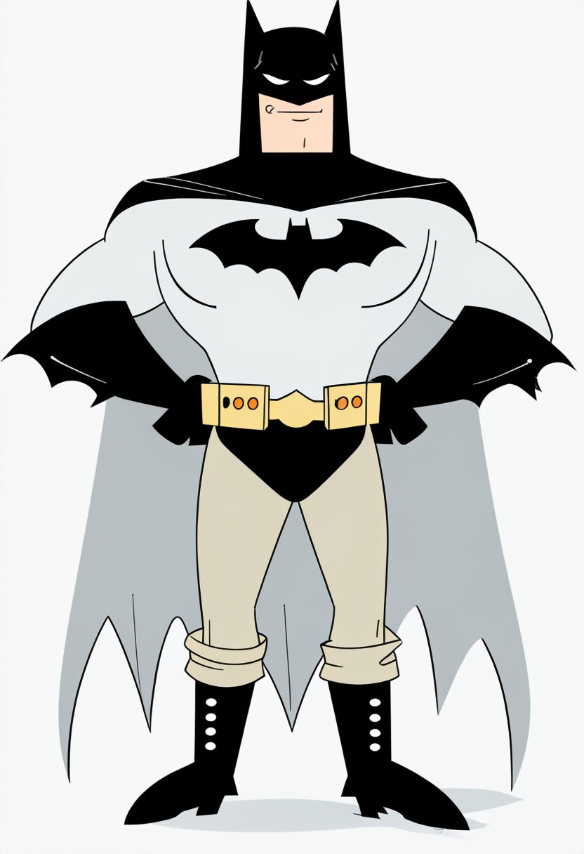 Stylized White Batman Cartoon Illustration for Art