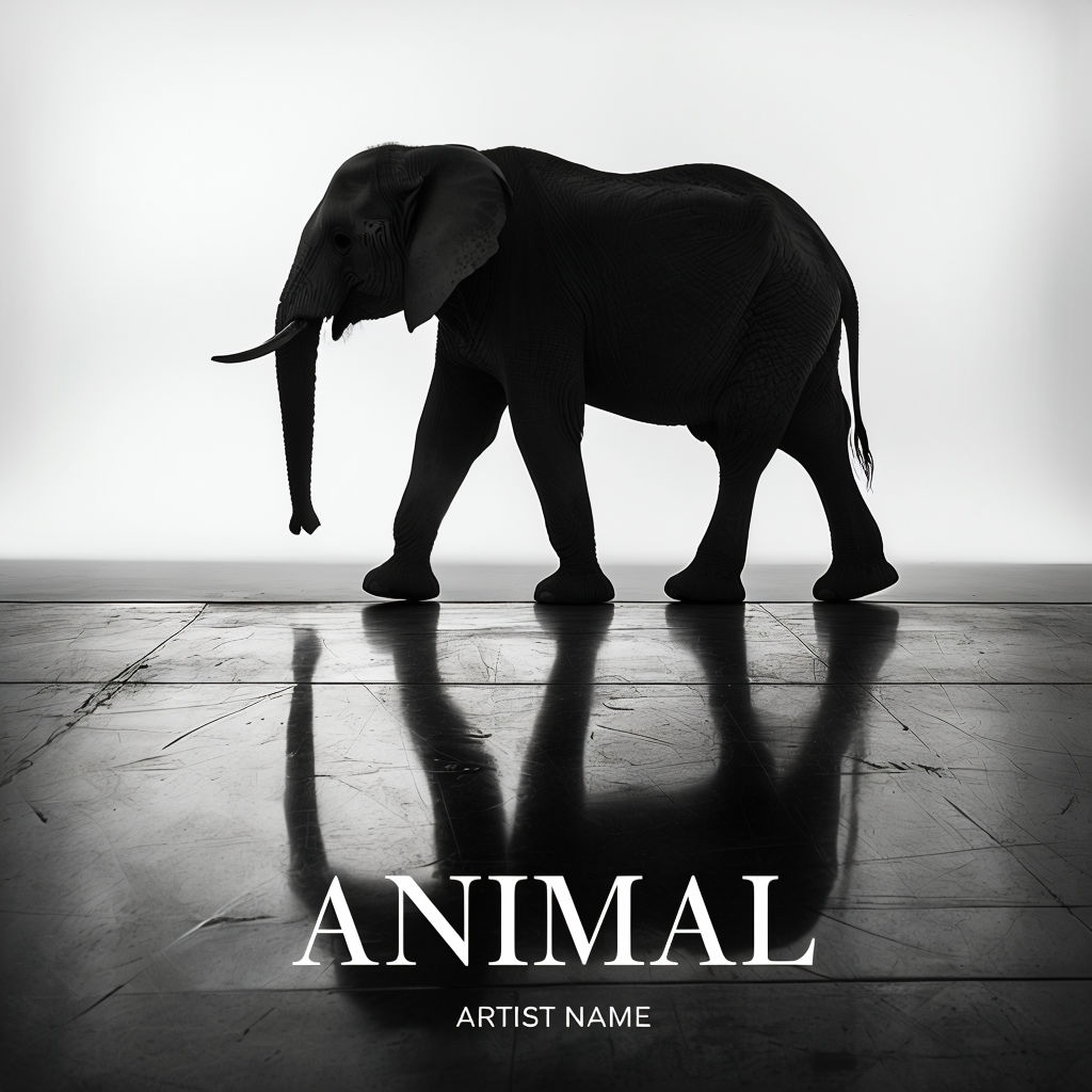 Elegant Black and White Elephant Silhouette Album Cover Art
