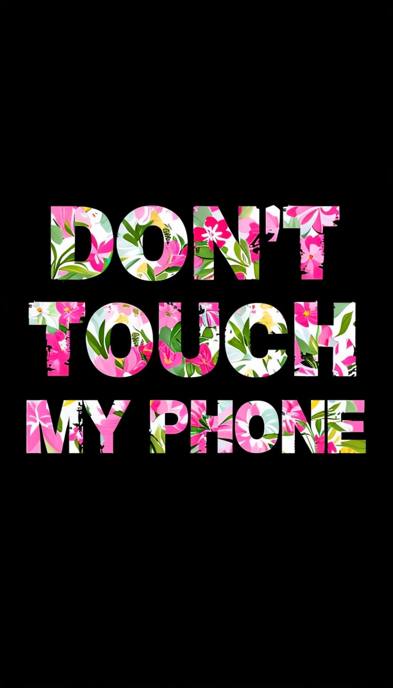 Bold Floral Don't Touch My Phone Design Mobile Wallpaper