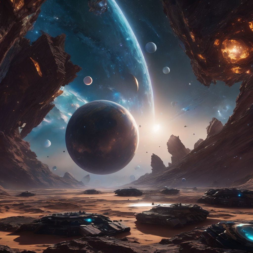 Broken spaceship amidst a ship-wrecked cosmos by Варвара Соловьёва