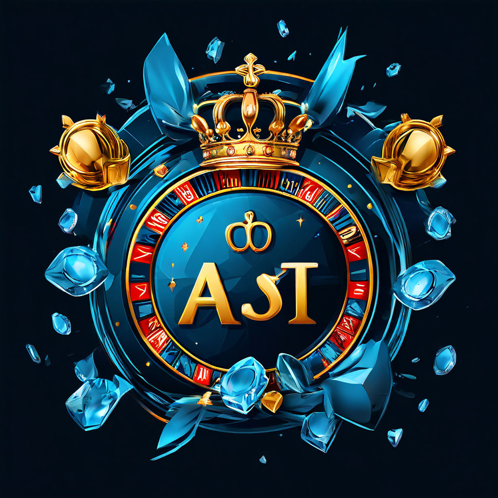 Apuesta Grande casino's horizontal logo, primarily text, nestled amidst elements of luxury and prestige - cards, chips, roulette wheels, diamonds, crowns enhancing the high-class casino theme, a modern yet memorable emblem, complementing the main color palette of blue, digital render, high precision, vivid colors.