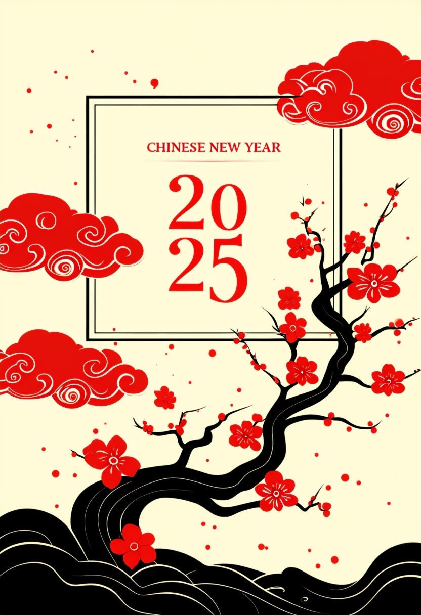 Festive Chinese New Year 2025 Greeting Card Design Idea Cards & Invites