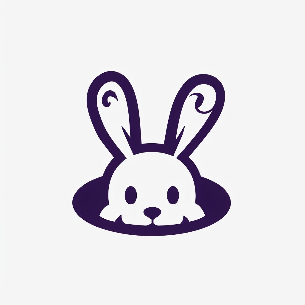 Playful Minimalist Bunny Head Peeking Out Logo