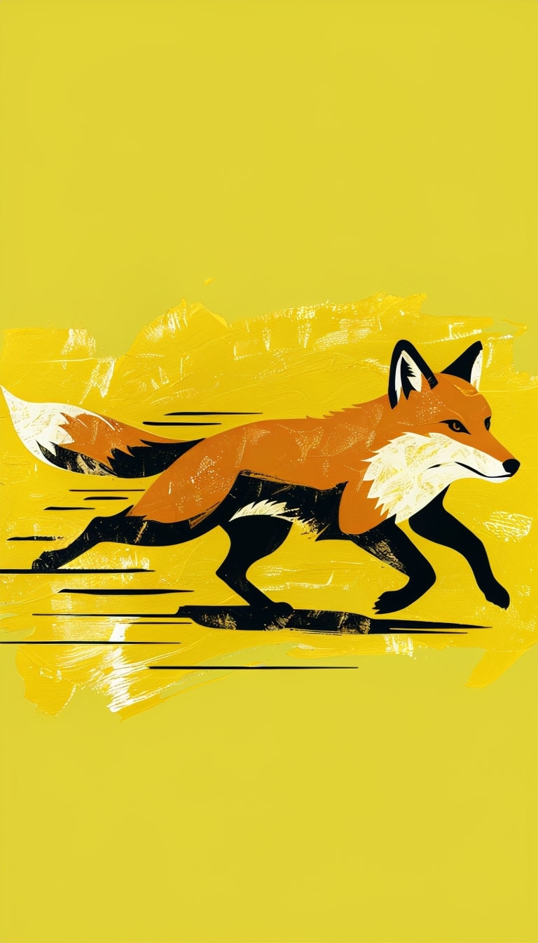 Stylized Fierce Fox in Motion Illustrating Bold Colors Mobile Wallpaper