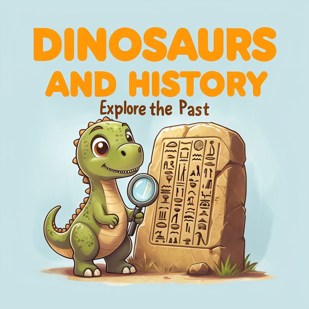 Playful Dinosaur and History Logo for Kids Education