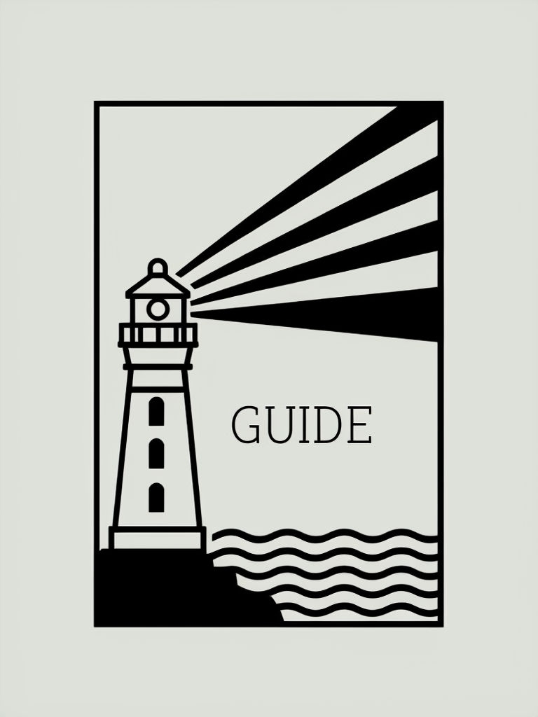 Minimalist Black Lighthouse Graphic Illustration Guide Poster