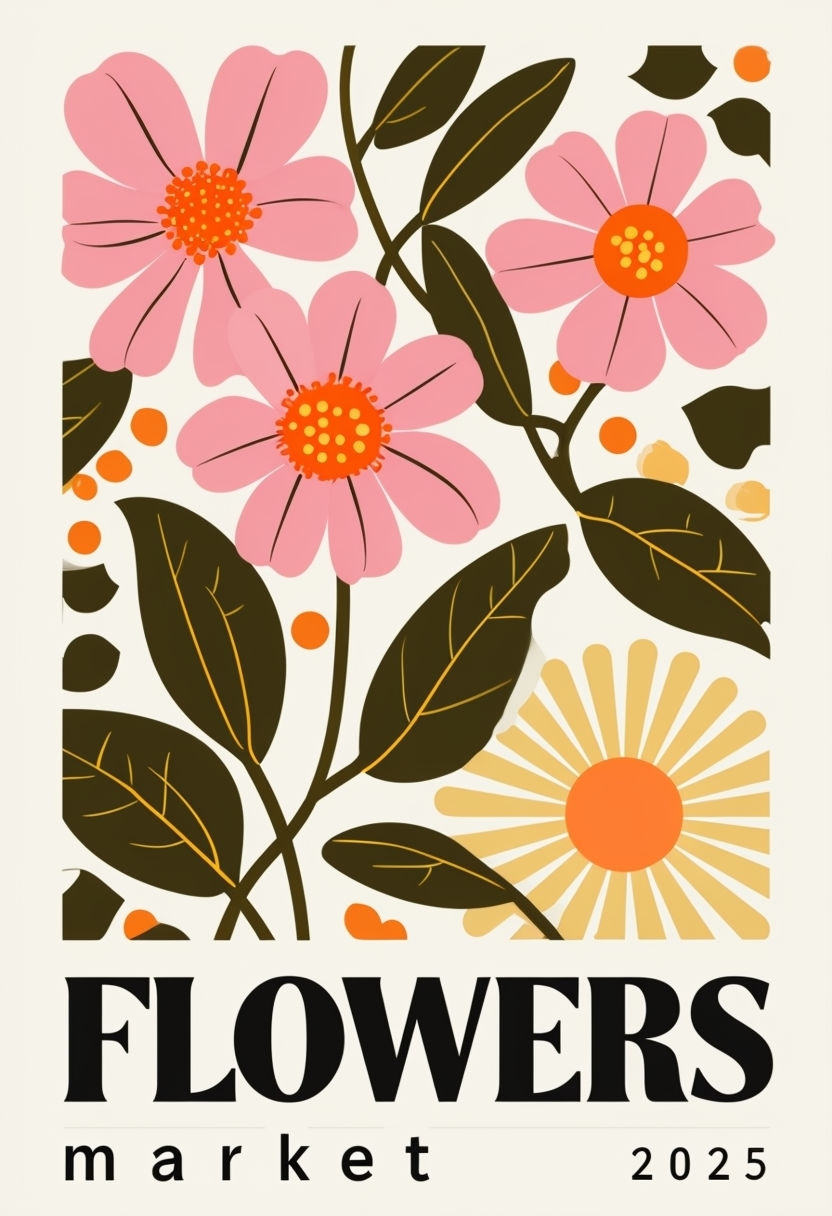 Modern Minimalist Floral Design with Bold Typography Poster