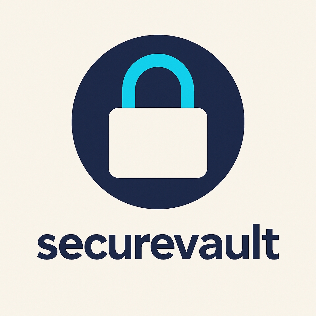 Minimalist Navy Blue Secure Vault Logo Design for Branding Logo