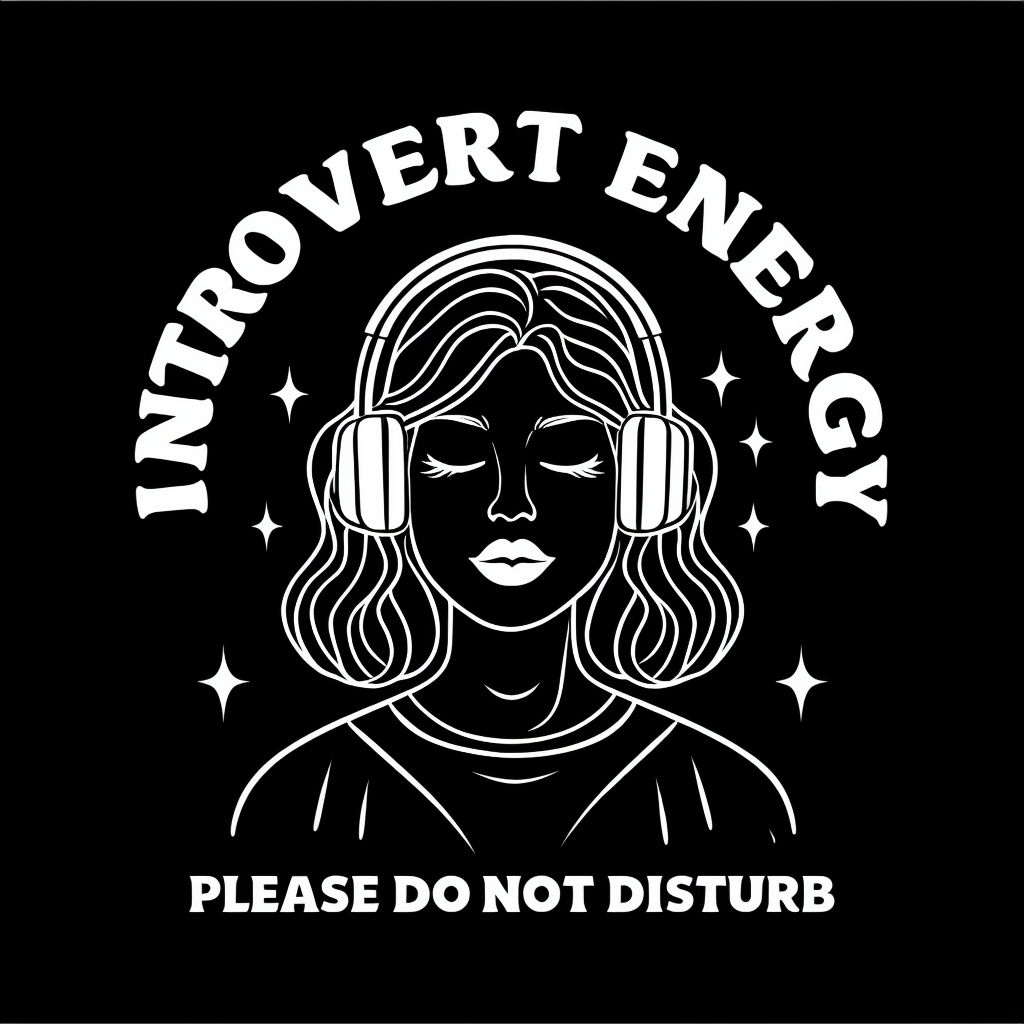 Minimalist Introvert Energy Woman with Headphones T-Shirt
