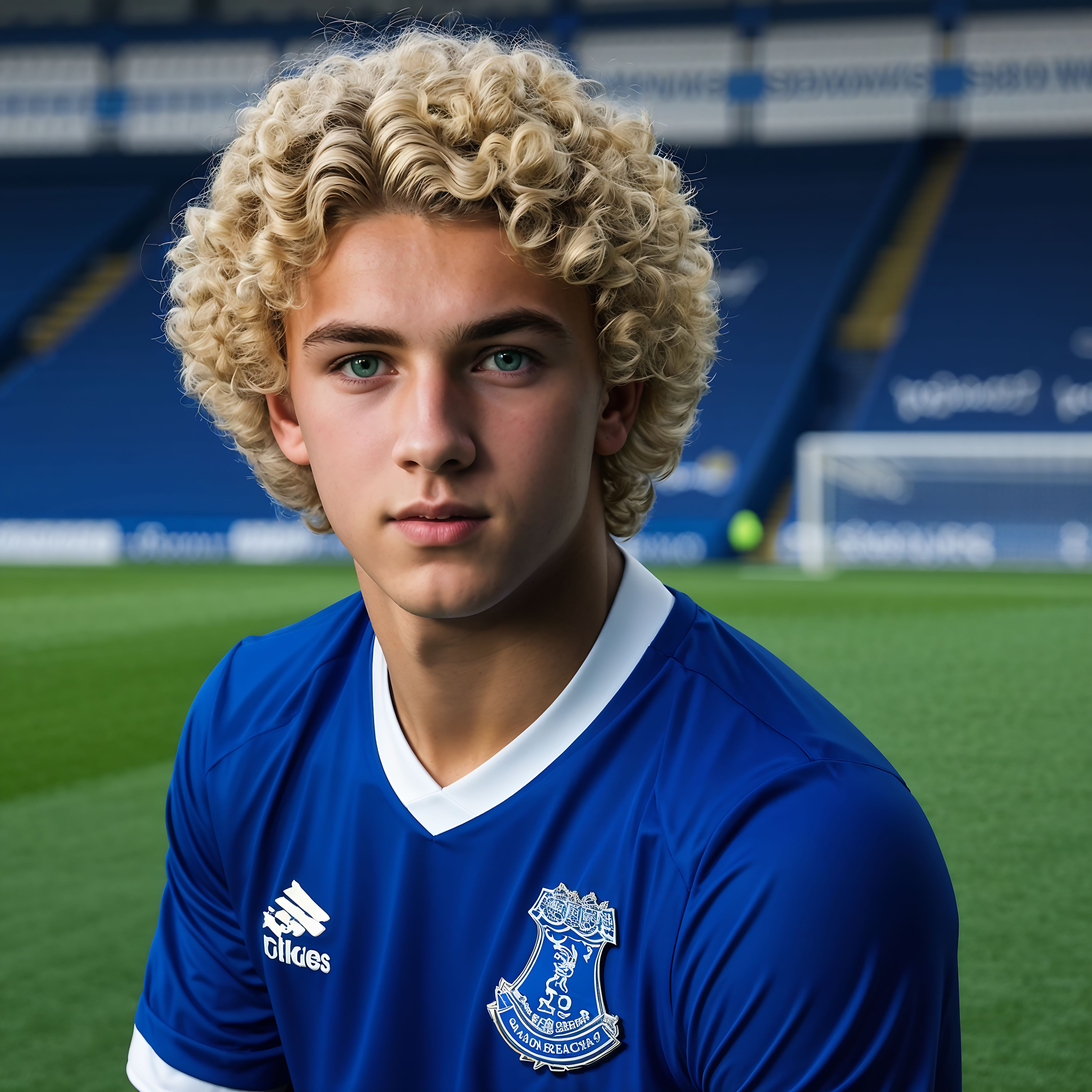 blonde teenage male with curly hair soccer players