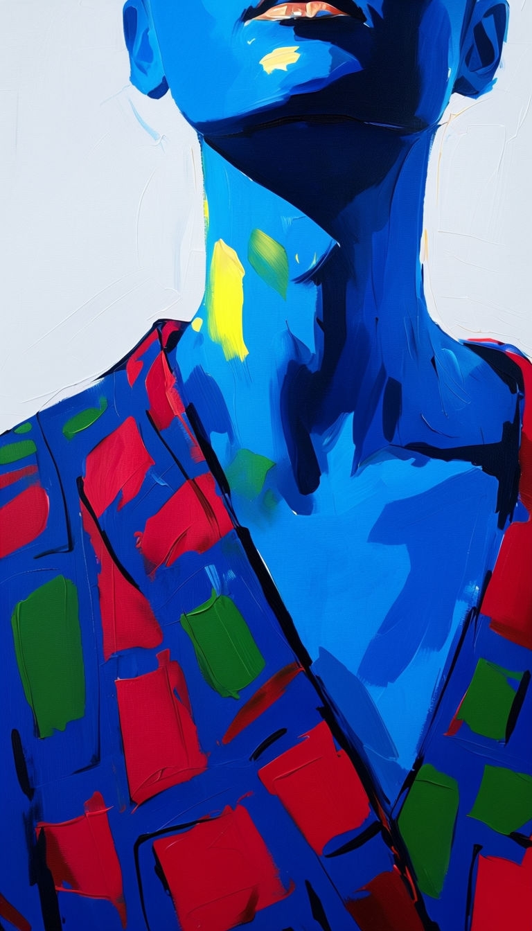 Vibrant Expressive Figure Painting with Dynamic Patterns Mobile Wallpaper