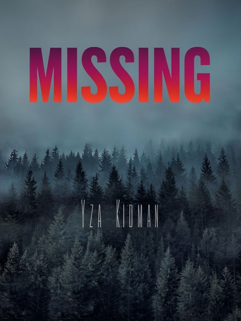 Mysterious Dark Forest Scene with Bold 'MISSING' Text EBook Cover
