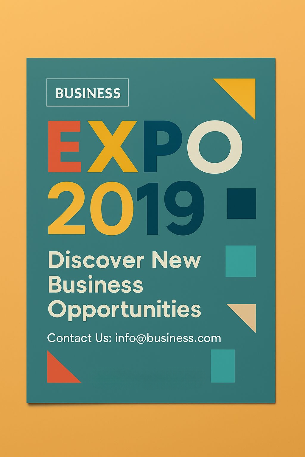 Modern Business Expo Promotional Poster with Teal and Amber