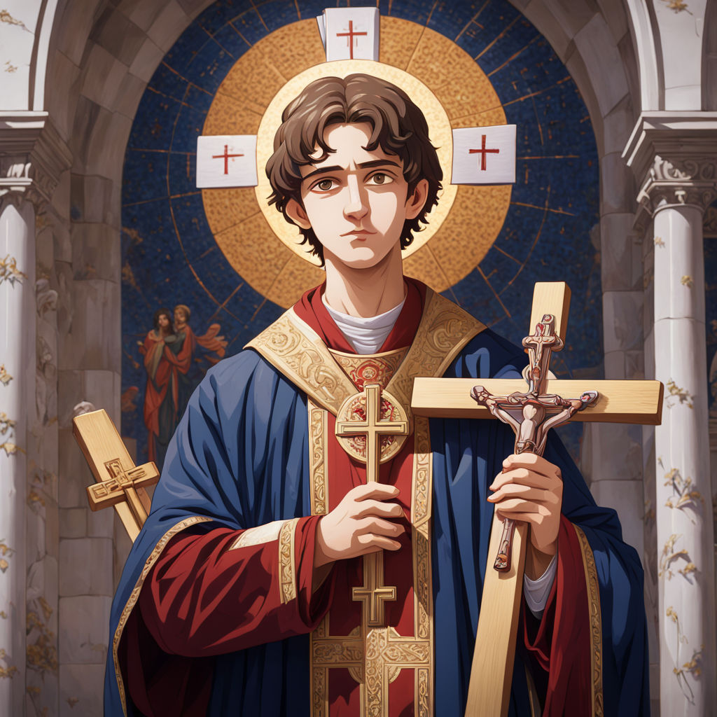 An Orthodox mosaic in anime style depicts a blessed by Rante Joseph ...