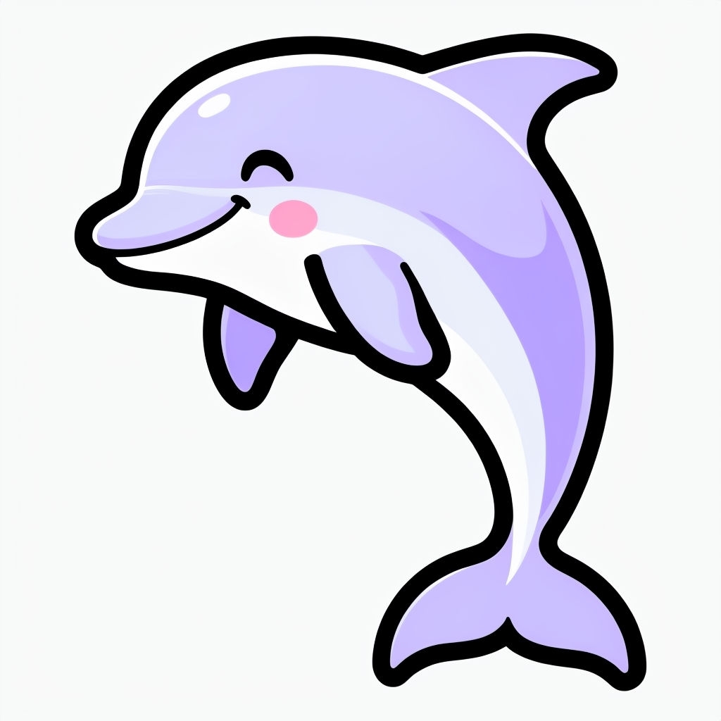 Adorable Kawaii Dolphin Cartoon Illustration Mug