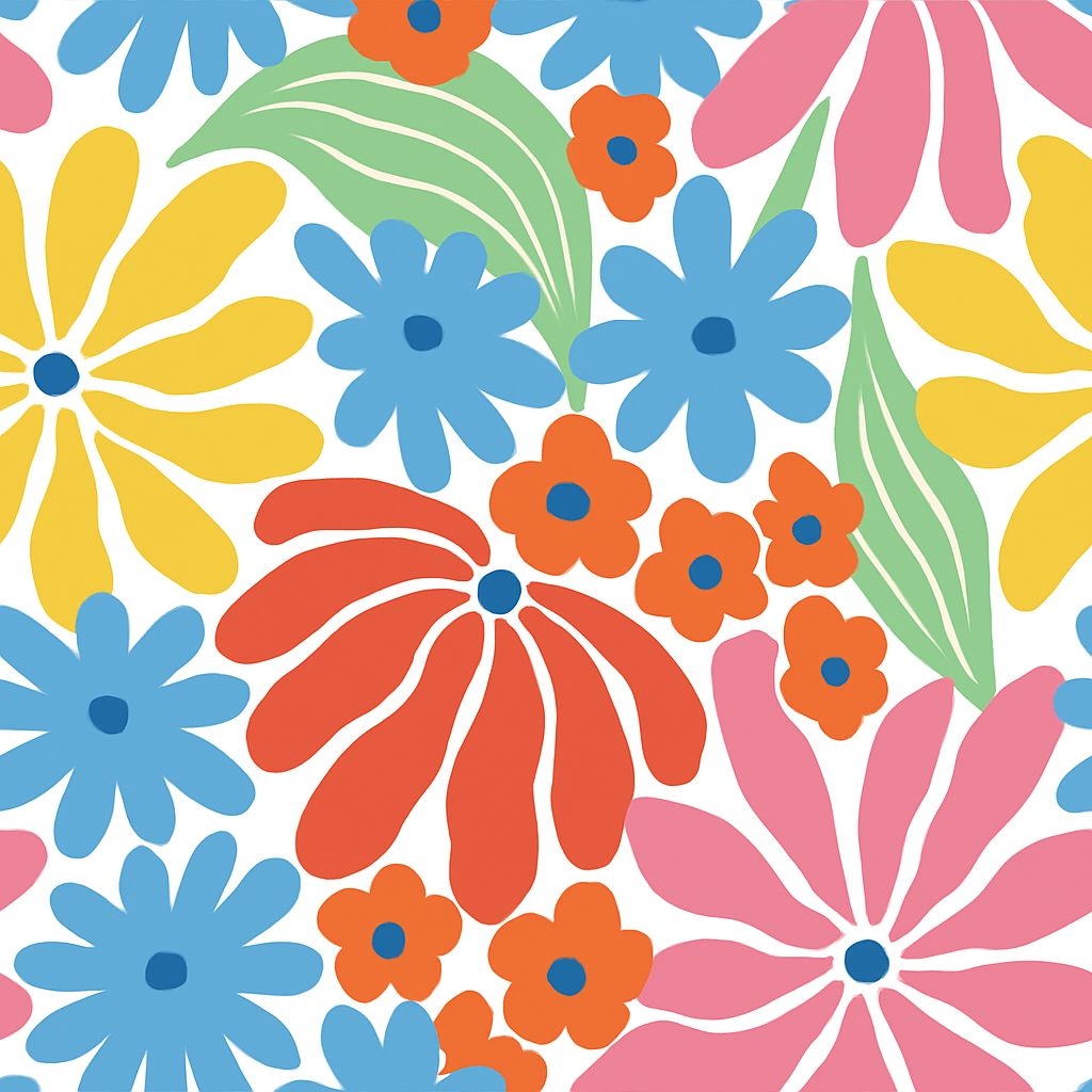 Vibrant Floral Seamless Pattern with Bright Colorful Flowers