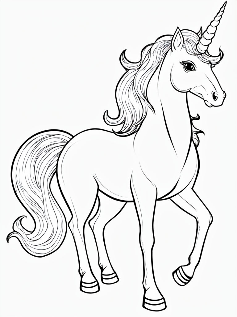 Majestic Unicorn Outline Drawing for Engaging Coloring Book Pages