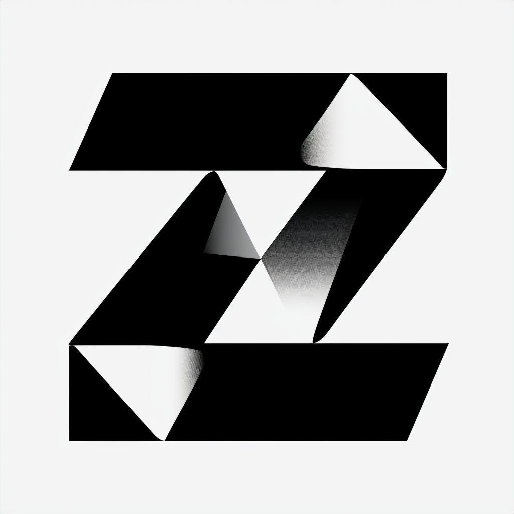 Modern Geometric Black and White Z Letter Abstract Logo