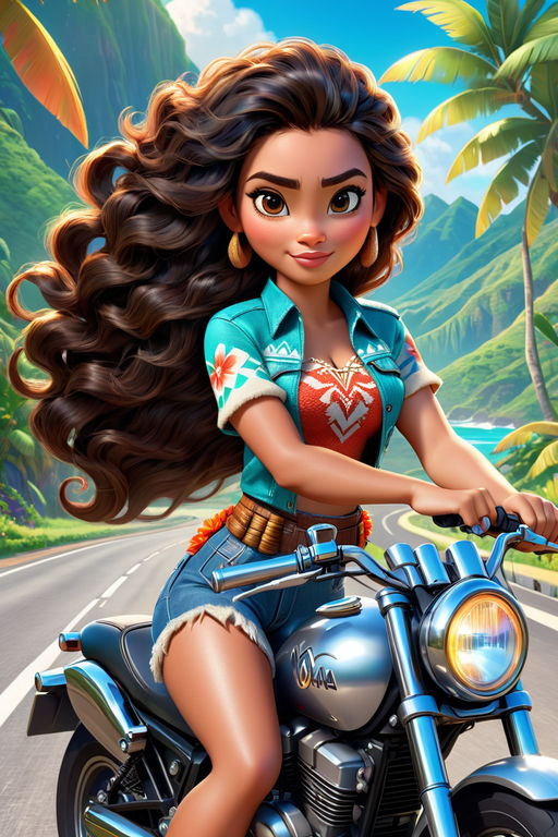 Animated character cute princess Moana from the cartoon 