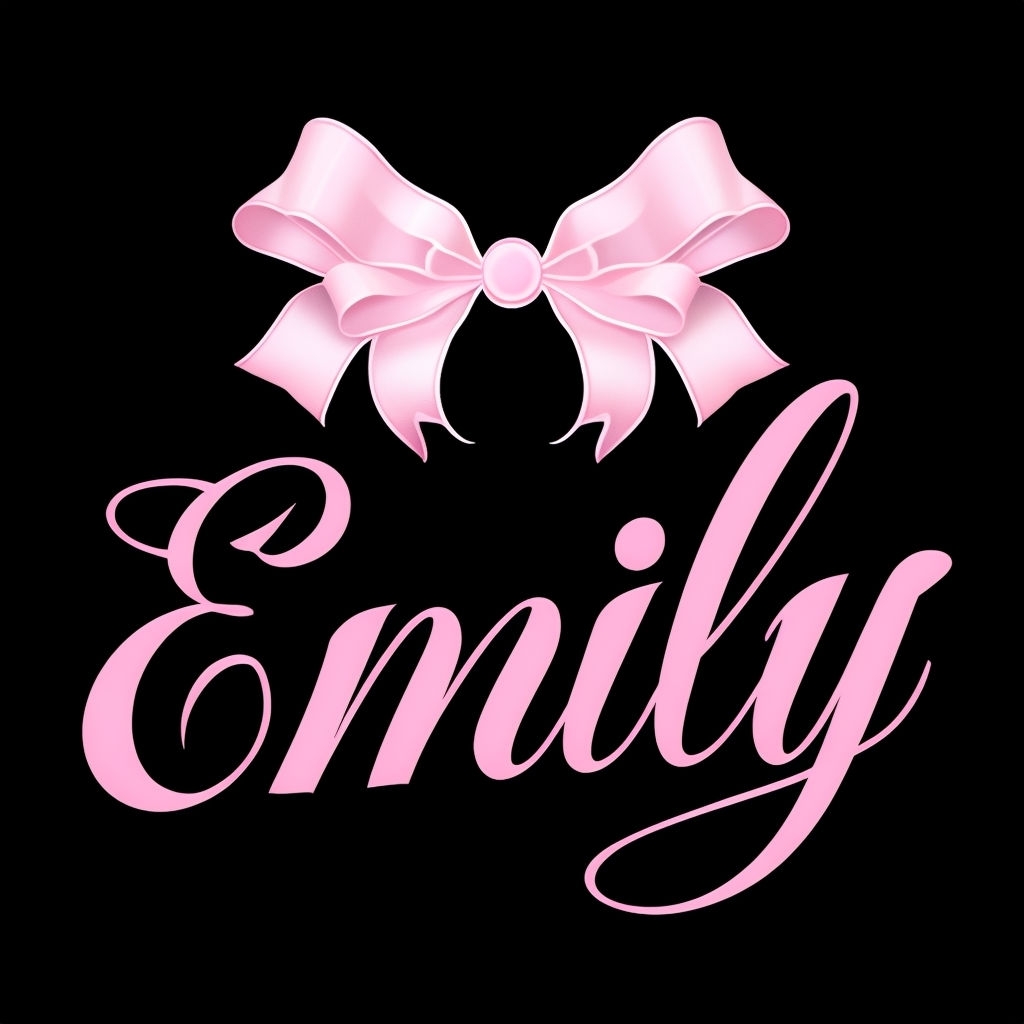 Elegant Pastel Pink Emily Name Design with Ribbons T-Shirt