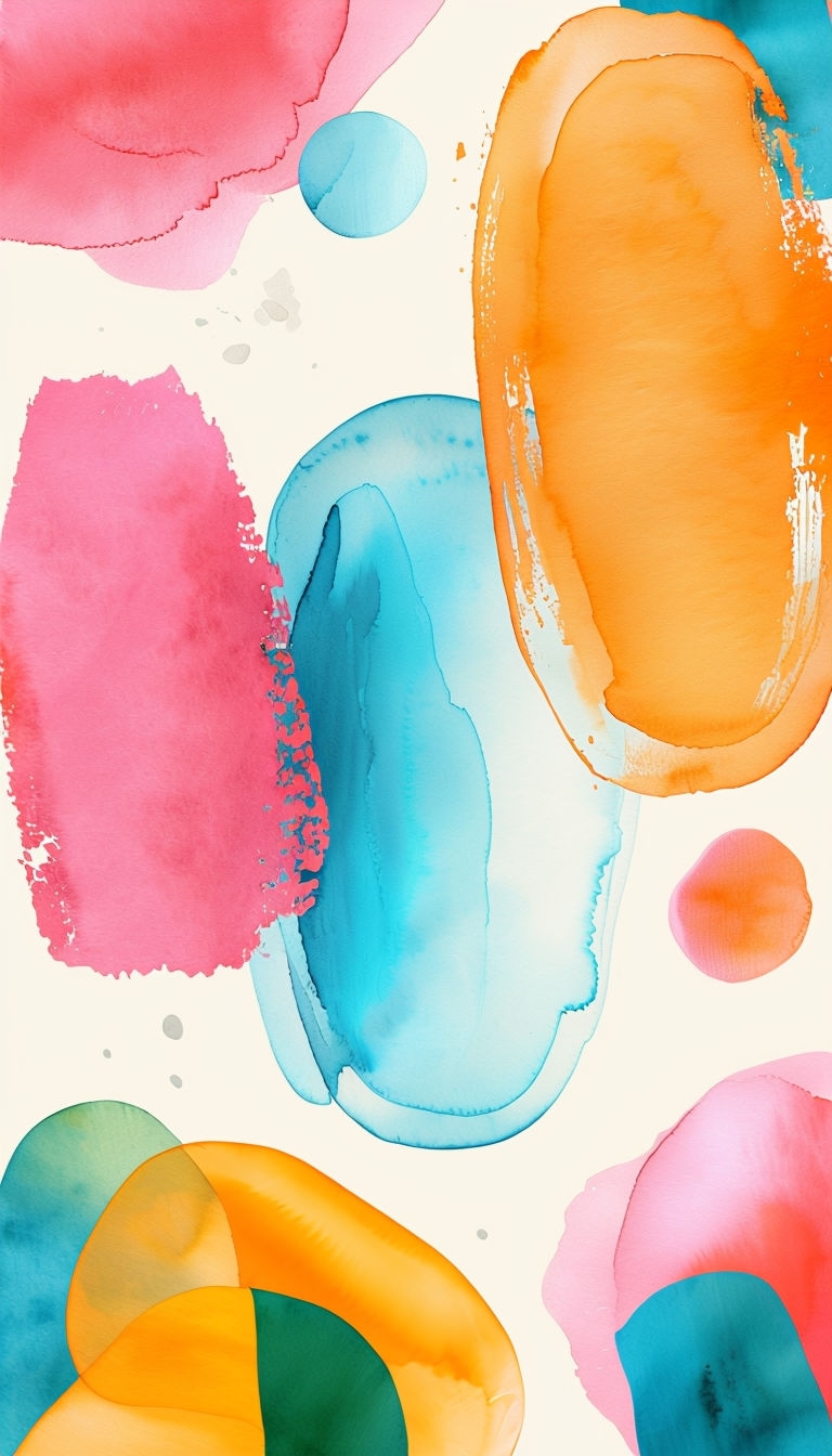 Vibrant Abstract Watercolor Shapes Digital Art Phone Case Cover