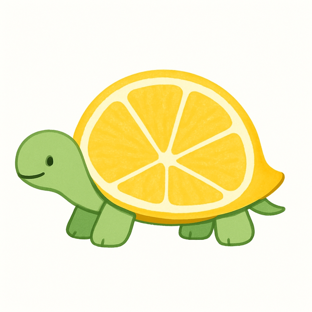 Playful Cartoon Turtle with Lemon Slice Shell Sticker