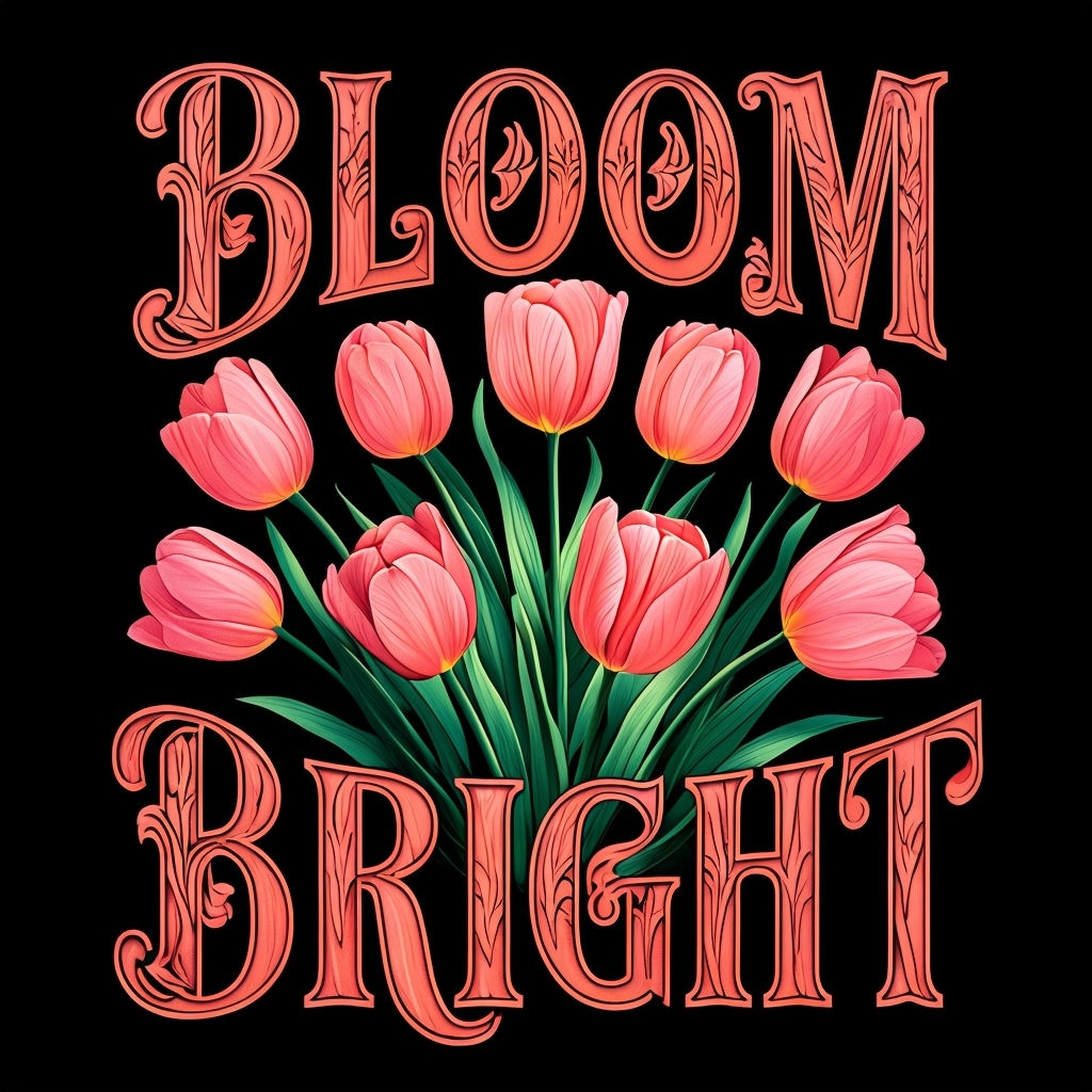 Bloom Bright Motivational Floral Design T-Shirt