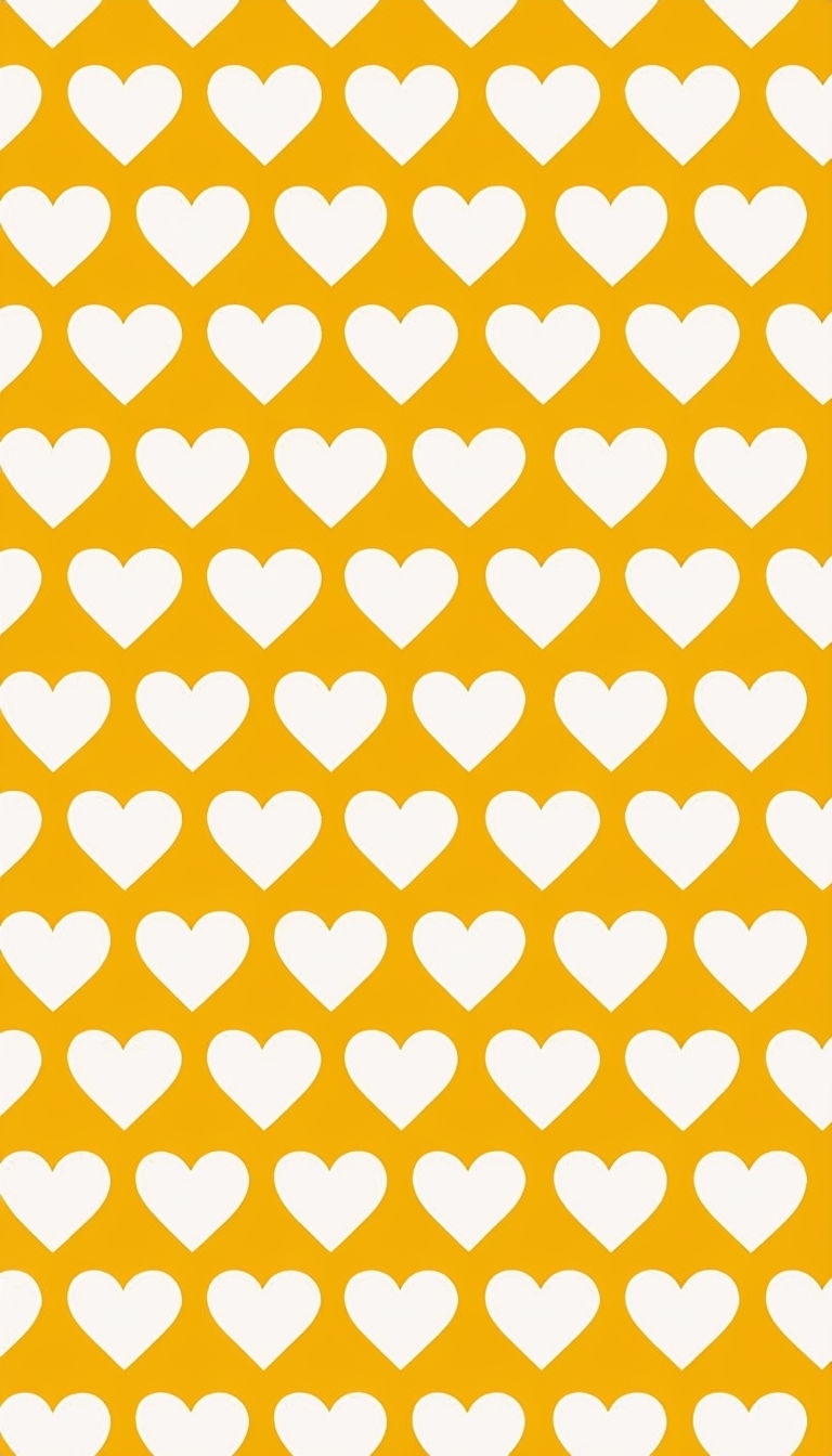 Bright White Heart Pattern on Golden Yellow Background Phone Case Cover