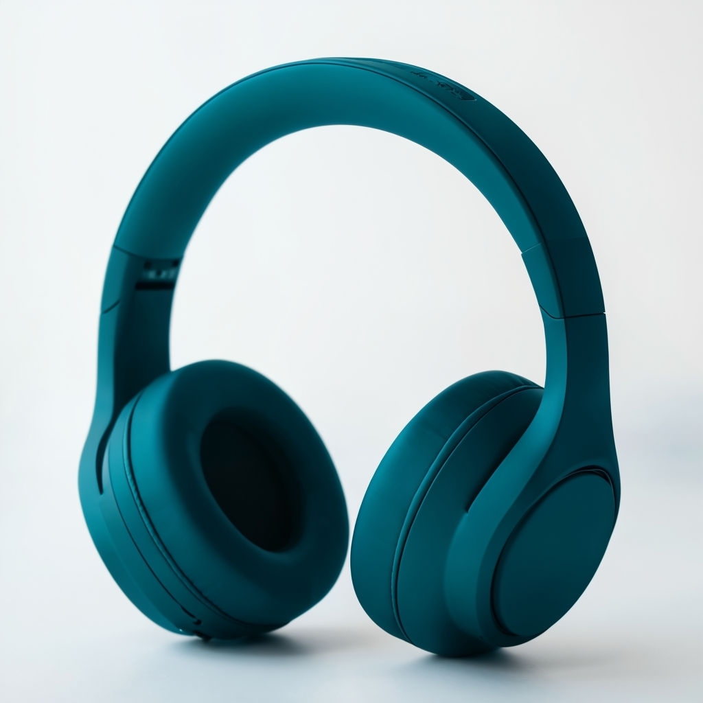 Sleek Matte Teal Over-Ear Headphones Design Mockup