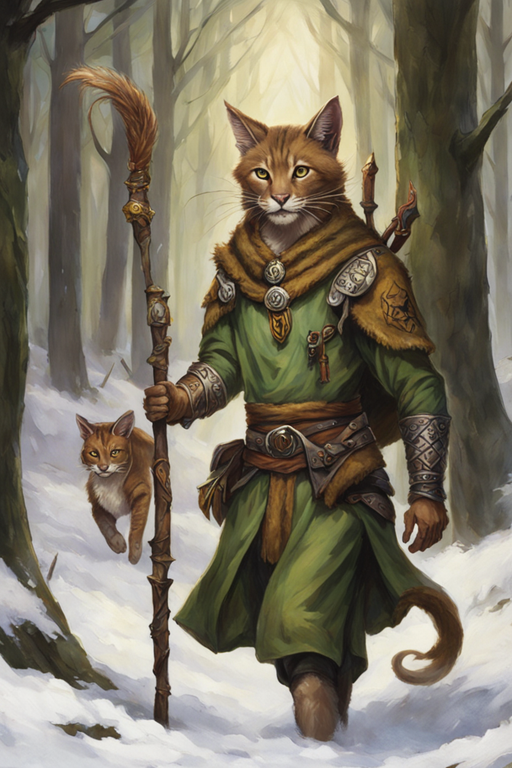 A-male-tabaxi-druid-scouts-through-the-forest-dungeons-and-d... by King ...