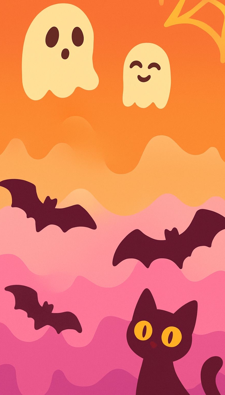 Whimsical Halloween Ghosts and Bats Cartoon Phone Case Cover