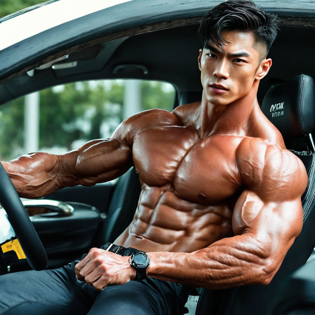 muscular powerful asian thoughtchad