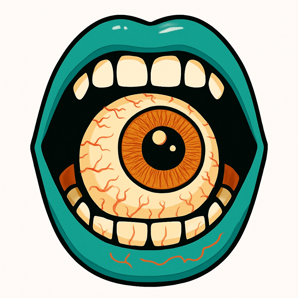 Eerie Cartoon Horror Mouth with Eyeball Sticker