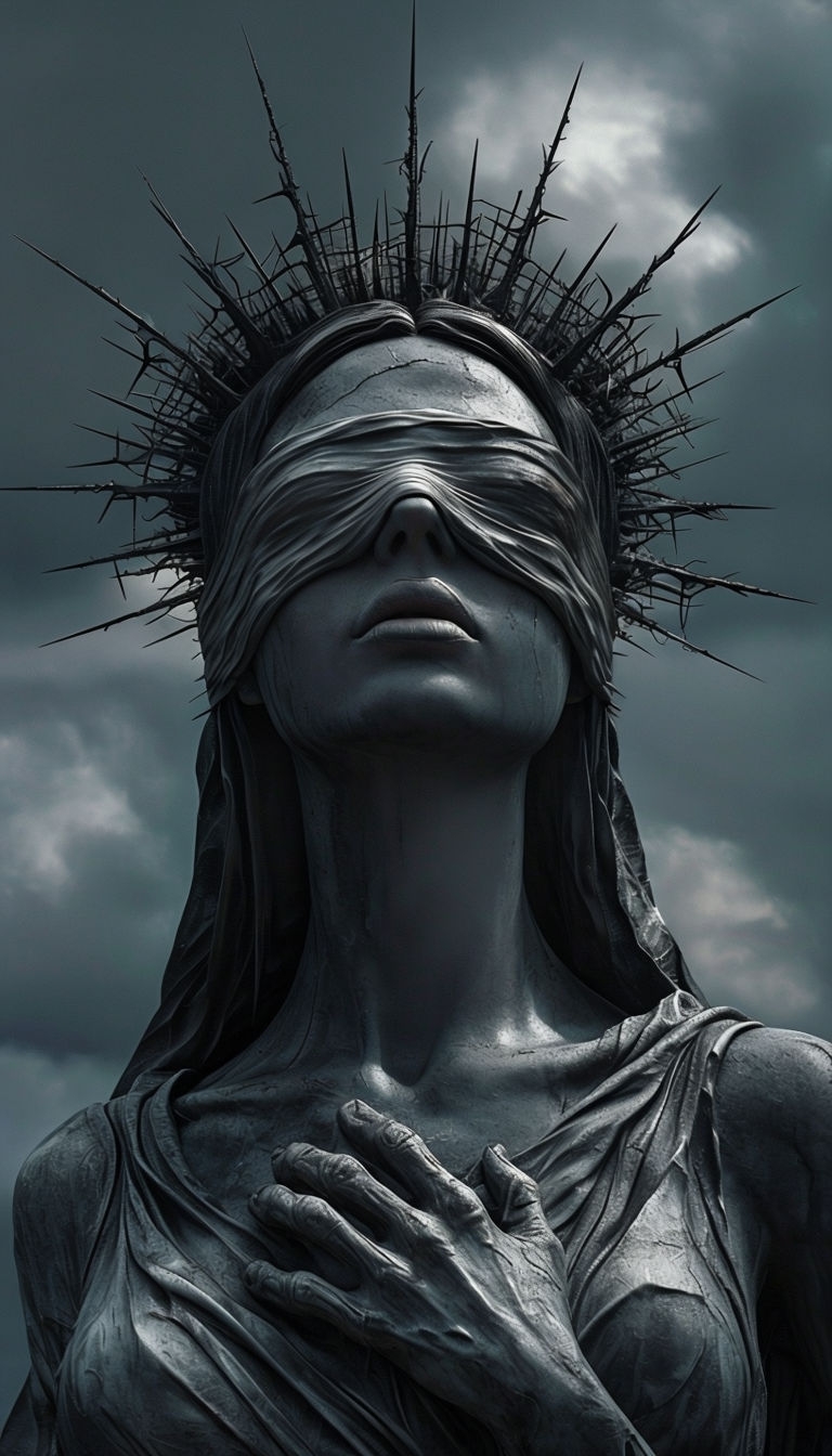 Surreal Dark Statue of Enigmatic Female Figure Mobile Wallpaper