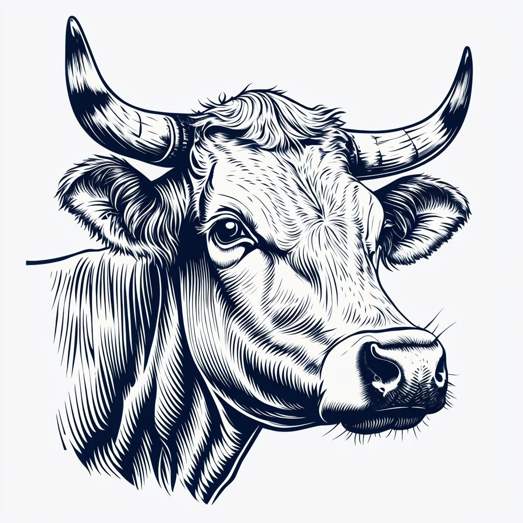 Detailed Vintage Cow Head Line Drawing Mug