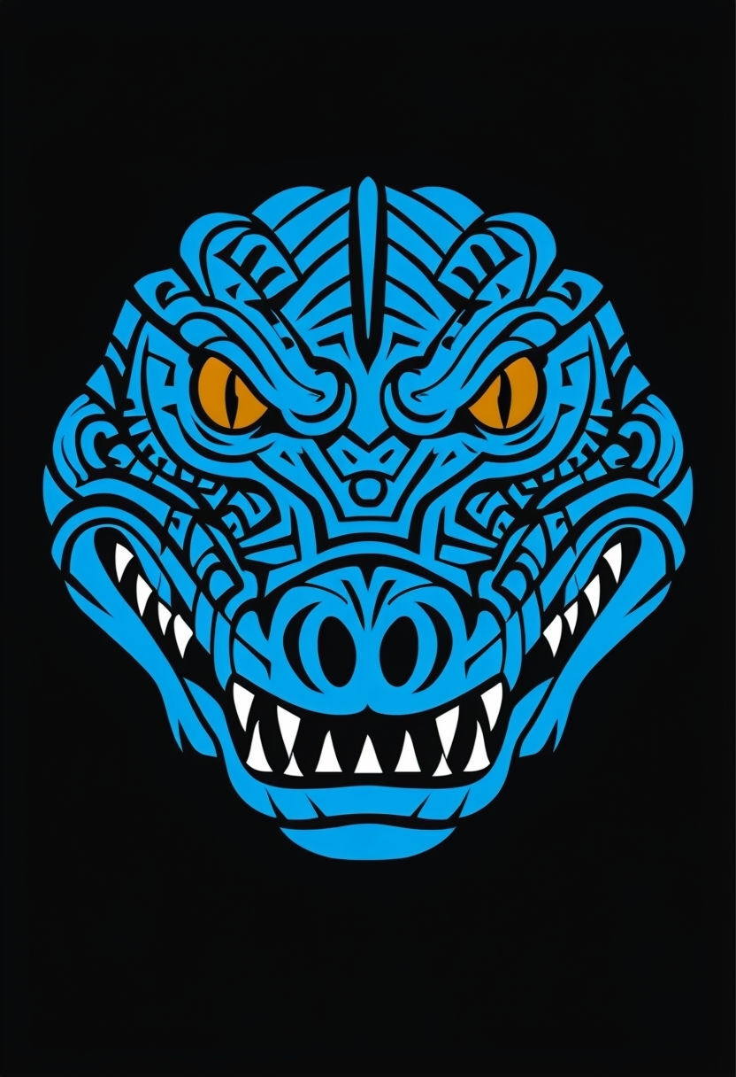 Vibrant Tribal Crocodile Head Vector Art T-Shirt